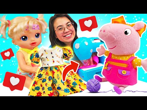 ¡Peppa y Wendy cosen un vestido para Alive! Las muñecas bebés Baby Alive