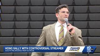YouTube video thumbnail: Controversial Political Streamer Hasan Piker Campaigns for Francesca Hong in Milwaukee