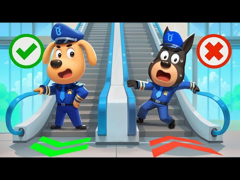 Escalator Mall Adventure | Safety Rules | Kids Cartoon | Sheriff Labrador | BabyBus TV
