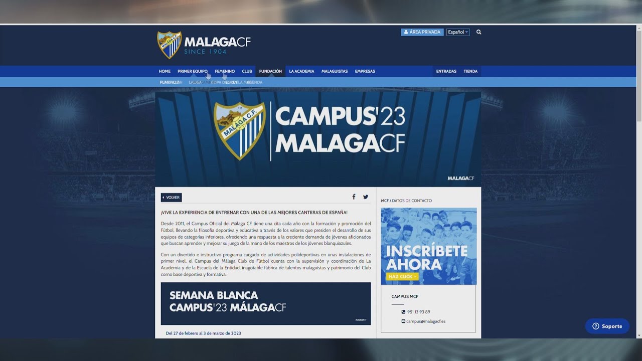 <strong>Deportes anima a los jóvenes a participar en el Campus del Málaga CF</strong>