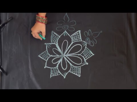 Easy rangoli design 5 to 3 dots #borderrangoli #art #muggulu #rangoli#kolam #trending #viral #shorts