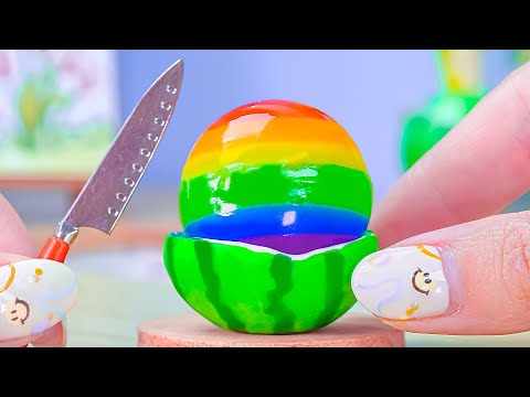 Jelly Making 🍉 Coolest Miniature Rainbow Watermelon Decorating | Amazing Miniature Fruit Dessert