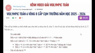 VIOLYMPIC TOÁN 6 2025 2026 VÒNG ̉8 CẤP CỤM TRƯỜNG