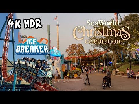 Ice Breaker roller coaster (Christmas POV) SeaWorld Orlando