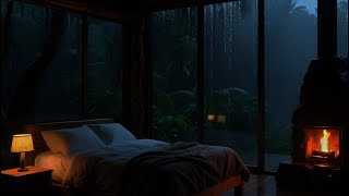 Cozy Cabin Bedroom with Rain and Candlelight Ambience for Sleep