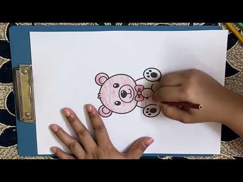 draw a picture of a teddy bear with colored pencils