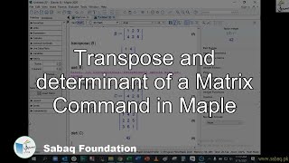 Transpose and determinant of a Matrix Command in Maple