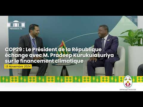 Le Président de la République échange avec M. Pradeep Kurukulasuriya sur le financement climatique