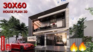 30x60 House plans 3D | 4bhk | DOUBLE HEIGHT LIVING AREA | 9x18 Meters || DV Studio
