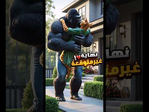 القطة المجنونة🐱خانت مياو مع الغوريلا الضخمة الشريرة🦍ولاكن النهايه كانت صدمة!😱🔥#shorts #ai #cats
