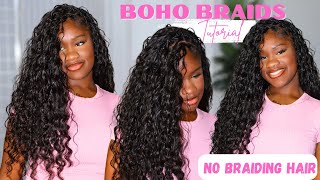 BOHO BRAIDS WITH ONLY HUMAN HAIR (NO BRAIDING HAIR) STEP-BY-STEP TUTORIAL | OMGHerHair | Chev B.