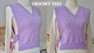 How To Crochet Vest | V-Neck Crochet Vest Tutorial✨