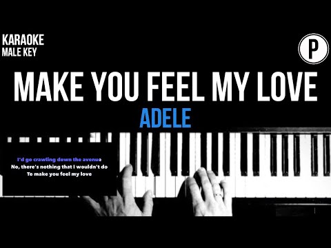 Adele – Make You Feel My Love Karaoke MALE KEY Slowed Acoustic Piano Instrumental Cover Lyrics