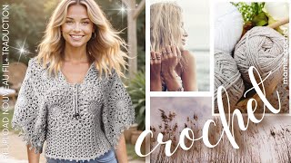 😍 SUBLIME TOP MILA TOUTES TAILLES AU CROCHET 😍 REDECOUVERTE+ NOUVEAU FIL+ TRANSLATION @MamieCrochet