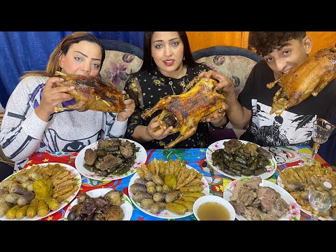 اقوى تحدى على ٣بطات 🦆حجم عائلى مع كميه كبيره من المحشى المشكل والعقاب لاول مره صعب جدا 😱🥵