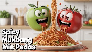 MUKBANG MIE PEDAS Yang Akan Membuat Anda Tertawa - tomat lebay