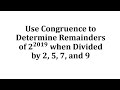 Understanding Remainders and Congruences
