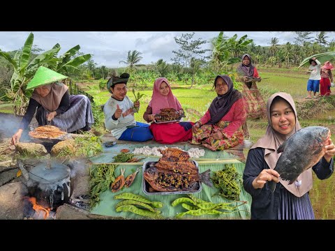 Kuriak.. Kandang Abah Roboh, Botram Liwetan Special Di Tengah Sawah Di Temani Angin Besar