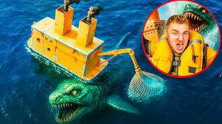 The POND MONSTER SANK Our TITANIC Box Fort! (Disaster at Sea)