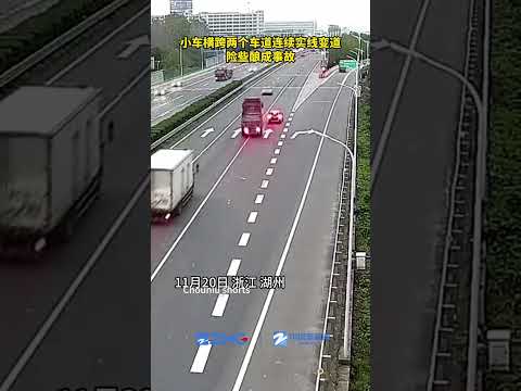 Truck avoids the car like dragon #traffic