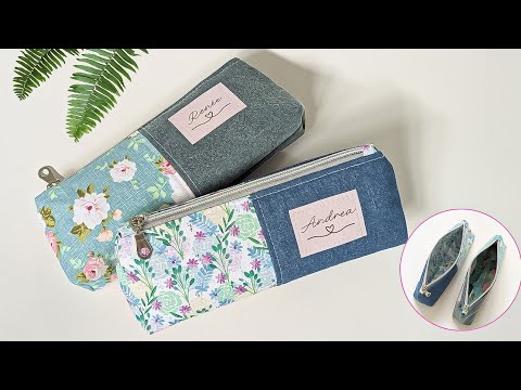 DIY Cute Floral and Denim Pouch Bag Out of Old Jeans' Leftover Fabric | Bag Tutorial | #sewing