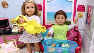 Baby doll has a BLAST with Daddy Time and Bubbles
