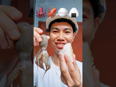 Thử Thách Kỳ Lạ Ăn Con Mực Sống Và Cơm Nguội #shorts #foodblogger #anuong