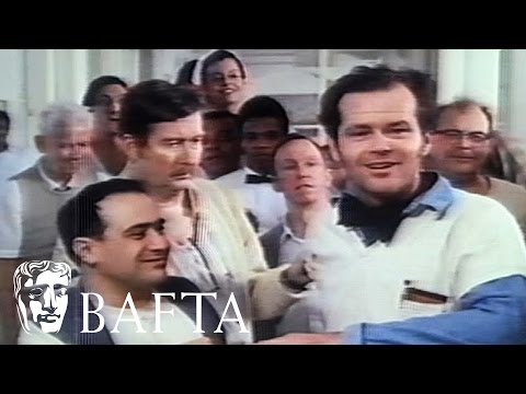 Jack Nicholson accepts his award on the set of One Flew Over the Cuckoo's Nest