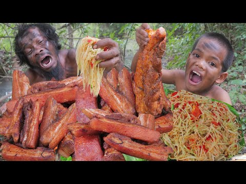 Primitive Technology Ch - WILD Jungle Cooking Adventure with PORK BELLY