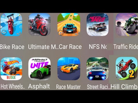 Race Master 3D,Asphalt 9,Need For Speed,Trafice Rider,Bike Race Master,Street Racing 3D,Hill Climb 2