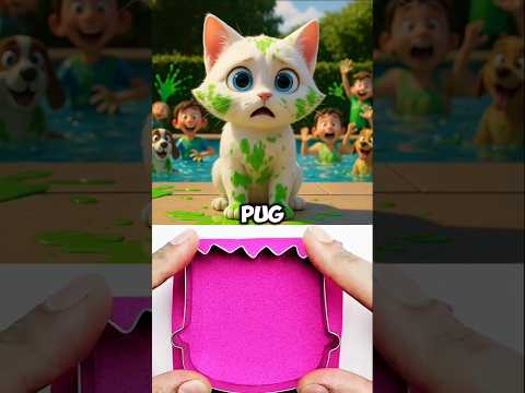 They Spilled Paint in the Pool!đżđśđ#dog #kitten #dogs #cat #puppy #pug #funny #humor #shorts