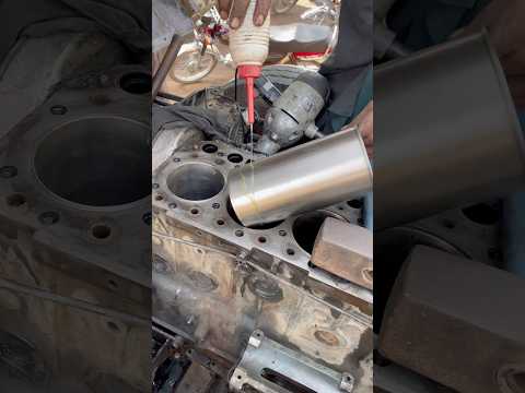 Engine sleeve install like a pro mechanic #truck #sleeve #liner #foryou #shortsfeed