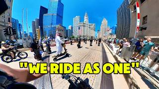 WE SHUT DOWN THE STREETS of CHICAGO with Ebikes + Escooters + Euc + Esk8 !