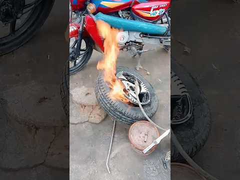 how to use FIRE booster explosion! to bead up Crazy car tire FAILS!!!#2024#entertainment#shorts?????