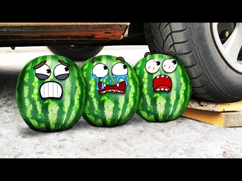 EXPERIMENT: Car vs Watermelon, Balloon, Lollipop | Crushing Crunchy & Soft Things | Woa Doodles