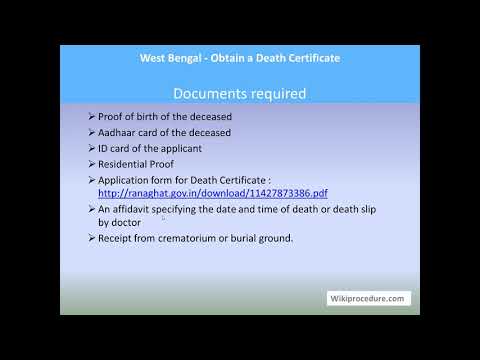 West Bengal - Obtain A Death Certificate