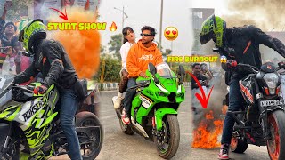 Stunt Show 🔥 2025 || Fire Burnout 😱|| Rukserstunt ||