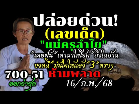 ด่วน!!ตามต่อรัฐบาลไทย(16/ก.พ/68)#เลขเด็ด"แม่ครูลำไย"#เต่ามาให้โชค 3ตัวตรงๆ#ห้ามพลาดหวยดังมาแรงงวดนี้