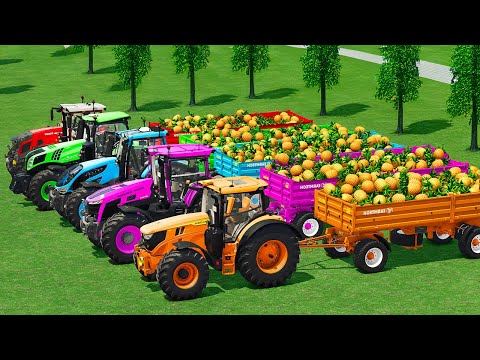 LOAD PINEAPPLES & TRANSPORT WITH FENDT, JOHN DEERE, NEW HOLLAND, MASSEY FERGUSON TRACTORS - FS25