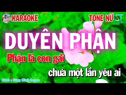 Duyên Phận Karaoke Tone Nữ (Gm) Nhạc Sống Trữ Tình 2024