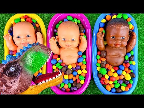 3 Minutes Satisfying | ASMR Mixing Rainbow Candy & DIY Rainbow Beads, M&M's Candy in Three Bathtub