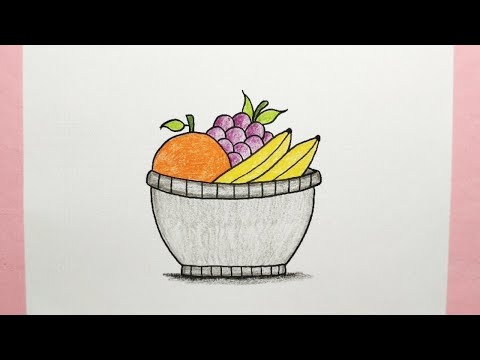 Cara menggambar buah-buahan dalam keranjang - How to draw fruit basket