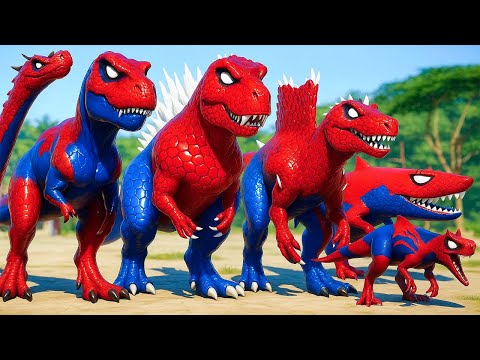 Con Khủng Long Bạo Chúa Siêu Nhân Nhện T ReX  chiến đấu với bầy Khủng Long Spider Man - khung log