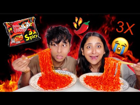 Trying 3X Spicy 🥵 Korean Buldak Noodles *Challenge