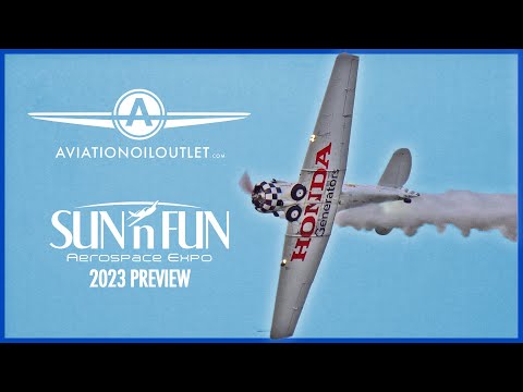 Aviation Oil Outlet and Sun 'N Fun Aerospace Expo logos in the sky with a Smoke Oil Plane