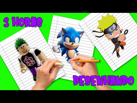 DESENHANDO SONIC, NARUTO, ROBLOX E MUITO MAIS!!! 3 HORAS!!!