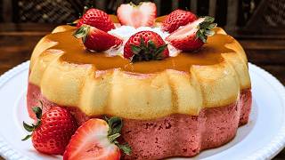PASTEL IMPOSIBLE DE FRESAS CON CREMA!! Fresaflan Fácil🍓Mi Receta Secreta Paso a Paso💕