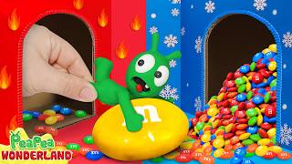 Pea Pea Enters a Hot and Cold M&M Candy Room – What Will Happen Next?