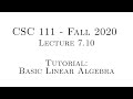 Linear Algebra Concepts in Programming