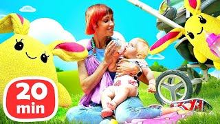 Facciamo un giro con i bambini neonati e Una Mamma per Lucky! 🐰💛 Video con giocattoli per piccoli